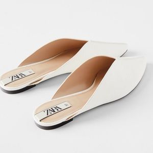Zara white croc embossed mules slides shoe 37 6.5